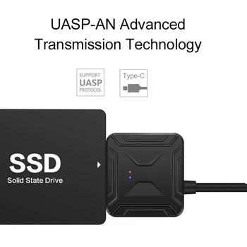 0,4 m SATA į USB C Kabelis USB 3.1 Tipas C iki 2.5 3.5 colio SATA III Kietojo Disko Adapteris, Išorinis Konverteris HDD SSD Duomenų Perdavimas