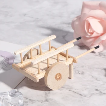 1:12 Mielas Mini Lėlių Miniatiūrinės Medinės Modeliavimas Baldai Traukimo Krepšelį Handcart Modelis Reikmenys, Žaislai
