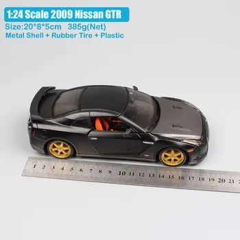 1:24 Masto mini Maisto 2009 Nissan GTR Skyline GT-R super auto sporto turbo R35 lenktynių coupe transporto priemonės diecast modelis žaislas juodas berniukas