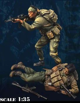 1:35 masto Vietnamo Karo metu JAV Specialiųjų Kareivis MACV-SOG Šaudymo 2 Žmonės miniatiūros Dervos Modelio Rinkinio Modelis Nemokamas Pristatymas