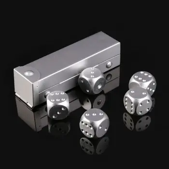 1 Butelis/5vnt 16mm Aliuminio Lydinio Kauliukai Polyhedral Metalo Kietas Nešiojamų Dice Poker Šalis Aukštos Kokybės NoEnName_Null