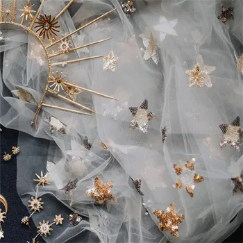 1 Kiemuose Naujas Mados China Star Siuvinėjimo Spausdinti Nėrinių Tiulio Audinio Bridal Gown Dress 91*150cm