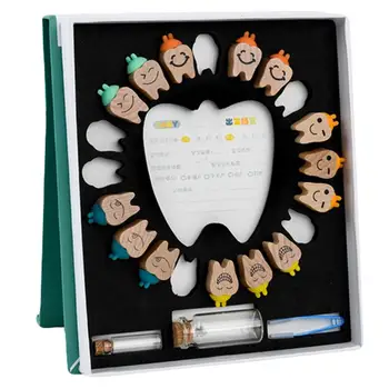 1 Komplektas Medinis Gražių Dantų Surinkimo dėžė, Dantų Atmintį Organizatorius Dantų Langelį Kūdikiams