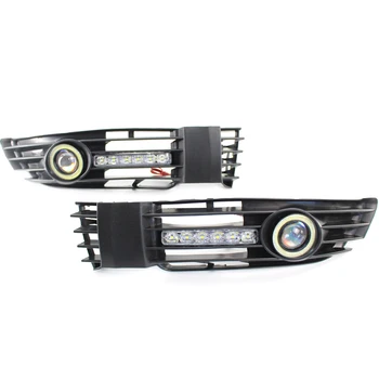 1 Pora LED Automobilių Priekiniai Rūko Žibintai Angel Eye Šviesos važiavimui Dieną Grotelės Su LED Lempa, Passat B5, B5.5 2000-2005 m.
