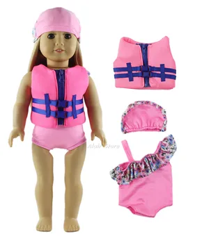 1 Set Plaukimo Kostiumas Apranga Lėlės Drabužius 18 colių lėlės drabužiai A50