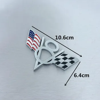 1 VNT 3D Metalo V8 Emblema Amerikos Vėliava Automobilių Kamieno Ženklelis Universalus Automobilinis Lipdukas, Decal Ford 