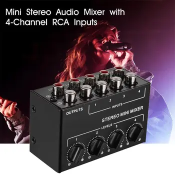 1 VNT CX400 Mini Pasyvus Stereo Mixer Rca 4-Kanalo Pasyvus Mažas Maišytuvas Maišytuvas Maišytuvas Stereo Išdalijimo Gyventi Studija