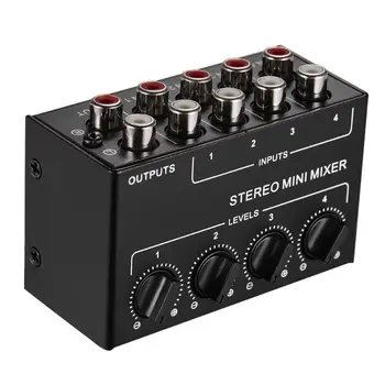 1 VNT CX400 Mini Pasyvus Stereo Mixer Rca 4-Kanalo Pasyvus Mažas Maišytuvas Maišytuvas Maišytuvas Stereo Išdalijimo Gyventi Studija