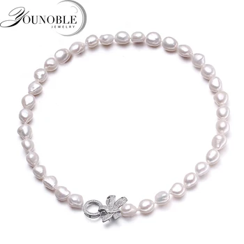 10-11mm Nekilnojamojo natūralių gėlavandenių perlų vėrinį moterims,gražus baroko didelis perlas necklce