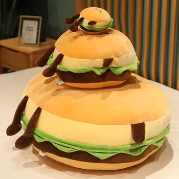 10/35cm Minkštas Modeliavimas Hamburger Pliušinis Įdaryti Pakabukas Žaislų, Kūrybinės Maisto Duona Vertus šilčiau Pagalvę Merginos Gimtadienio Dovanos