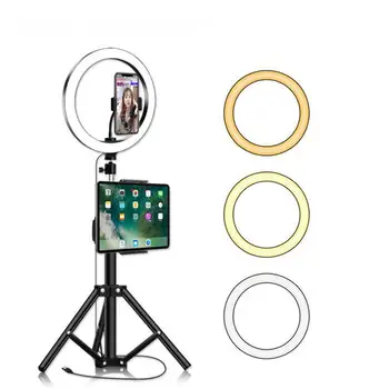 10 colių LED Šviesos Žiedas Su Telefono Trikojis Stovas Kameros Fotografijos Vaizdo Įrašymo Selfie Šviesos Žiedas su Planšetinio kompiuterio Laikiklį, skirtą 