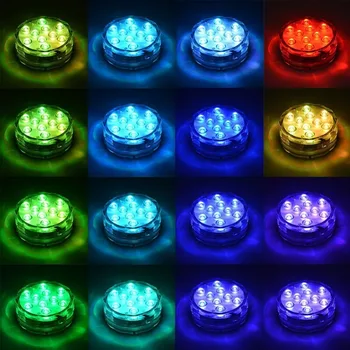 10 led RGB LED Povandeniniai Žibintai su Geležies IP68 Vandeniui Vaza Lempos Baterijos Veikimo Baseinas Naktį Žibintai