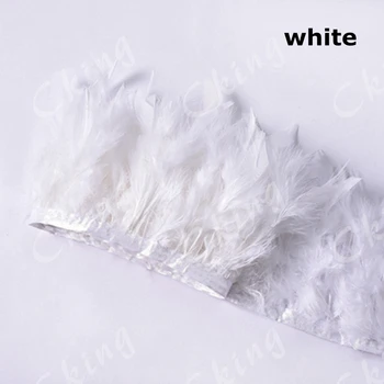 10 m 10-15 CM, Baltos spalvos pūkuotas turkija plunksnų apdailos boa pakraščiuose vestuvių papuošalai