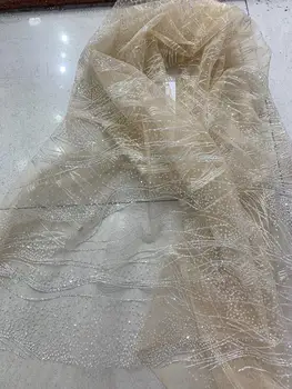 10 metrų Da001# smėlio spalvos minkštas akių sidabro milteliai spausdinti blizgučiai tiulio Afrikos audinio nuotakos vestuvių suknelė/šalis suknelė rodyti