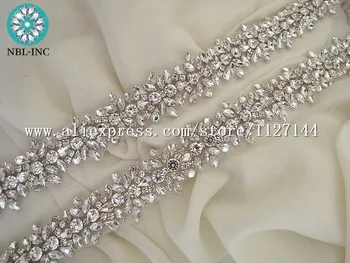 (10 METRŲ) puošnios Nuotakos kalnų krištolas aplikacijos kristalų apdaila geležies vestuvių suknelė varčios WDD0407
