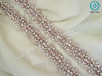 (10 METRŲ) puošnios Nuotakos kalnų krištolas aplikacijos kristalų apdaila geležies vestuvių suknelė varčios WDD0407