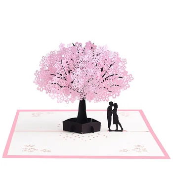 10 Pak Vyšnių Medžio Pop-Up Gėlės Kortelę Jubiliejų Valentino Motinos Diena Gimtadienis Visoms Progoms 3D Atvirukai
