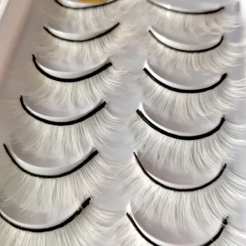 10 Porų 3D Dirbtiniais Mink Plaukų Netikrų Blakstienų balta Wispies Blakstienos Rankų darbo Žiaurumas-nemokamai Blakstienų Makiažas Įrankiai