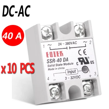 10 VNT./Daug Pramonės Solid State Relay SSR 40DA 3-32V DC Įvesties ir 24-380VAC 40A AC Išėjimo Apkrova DC-AC