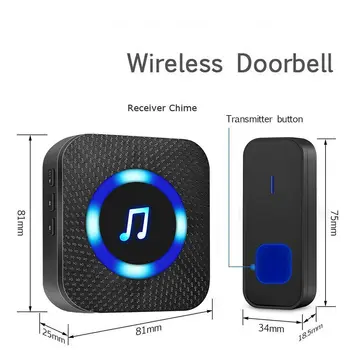 1000ft LED Belaidį durų skambutį Vandeniui durų bell Lauko smart Durų Bell Home Security, Smart Skambučius