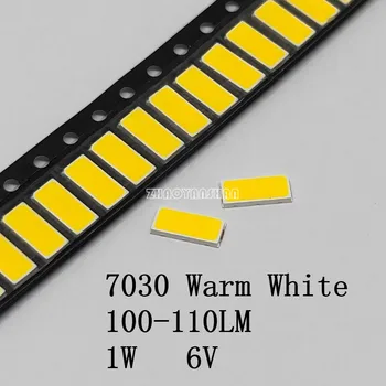 1000pcs X 7030 Šiltai Balta 2800K-3200K SMD LED 1W 6 V 110-130LM 6.5-7.0 V pažymėtą LED kamuolys