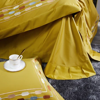 1000TC egipto medvilnės Patalynės komplektai Karalienė King size geltona Antklode padengti paklodės/Elastinės juostos įrengtas lapas lininis nustatyti lova rinkinys
