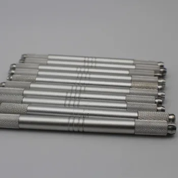 100vnt Aliuminio Dvivietis Vadovas Vadovas Antakių Tatuiruotė Adata Pen permanentinis Makiažas Microblading Pen 3D antakių siuvinėjimas