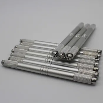 100vnt Aliuminio Dvivietis Vadovas Vadovas Antakių Tatuiruotė Adata Pen permanentinis Makiažas Microblading Pen 3D antakių siuvinėjimas