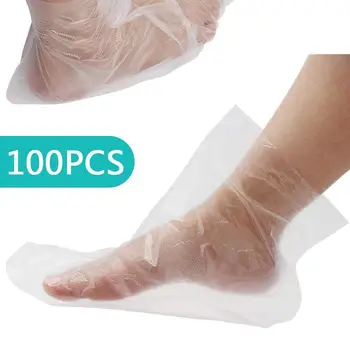 100vnt/Pakuotė Vienkartiniai Plastikiniai Koja Apima Skaidrus Batai Padengti Parafino Vonios Drėkinamasis plastikiniai pėdų kaukė Terapijos Krepšiai