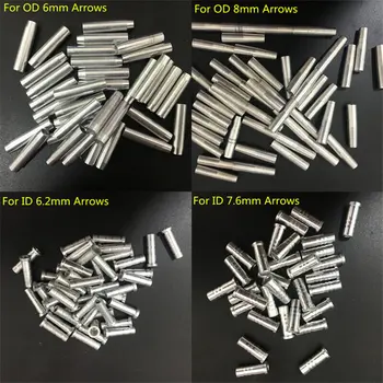 100vnt Šaudymas Rodyklę Aliuminio Įdėkite Adapterį ID6.2mm/ID7.6mm/OD6mm/OD8mm Medžioklės Medienos, Bambuko Aliuminio Strėlės