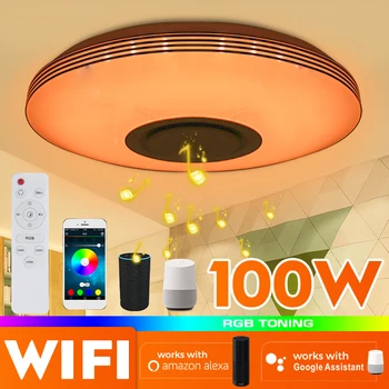 100W WiFi APP Kontrolės Muzikos LED Lubų Šviesos RGB 