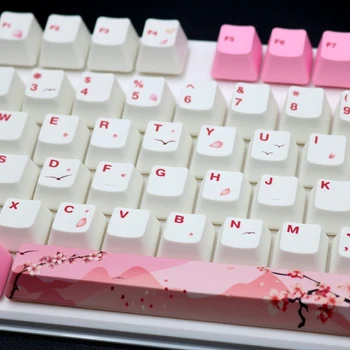 104 Klavišai PBT Rožinė Sakura Modelis Keycaps Pakeitimo Rinkinys Klaviatūra Aksesuaras Cherry/Kailh/Gateron/Outemu Perjungti klaviatūros