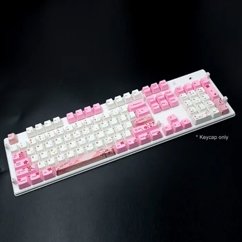 104 Klavišai PBT Rožinė Sakura Modelis Keycaps Pakeitimo Rinkinys Klaviatūra Aksesuaras Cherry/Kailh/Gateron/Outemu Perjungti klaviatūros