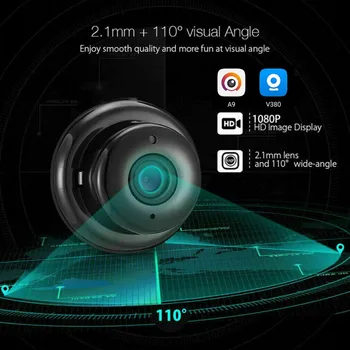 1080P Wifi Kamera V380 Mini IP vaizdo Kamera Belaidžiu Infraraudonųjų spindulių Naktinis Matymas, Judesio Aptikimas, 2-Way Audio Motion Tracker Home Security