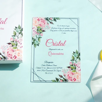 10vnt Akrilo Vestuvių Pakvietimo skaidraus Akrilo Kortelė su atspausdintais Custom Lange