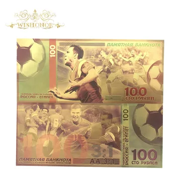 10vnt/daug Karšto Pardavimo Spalva Rusijos Banknotų Pasaulio Taurės Nustatyti Banknotų 100 Rublių Banknotų į 24k Aukso Popierinių Pinigų Kolekcija