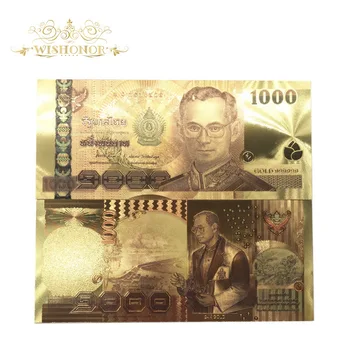 10vnt/daug Tailandas Aukso banknotų 1000 Batas Banknotų į 24k Aukso dvipusės Spaudos, Popieriaus, Pinigų Rinkimo