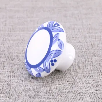 10VNT Dia 38mm keramikos virtuvės spintelės stalčiaus rankena, mėlyna balta porceliano odininkas spintoje baldų durelių dekoratyvinė rankena traukti