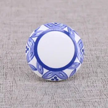10VNT Dia 38mm keramikos virtuvės spintelės stalčiaus rankena, mėlyna balta porceliano odininkas spintoje baldų durelių dekoratyvinė rankena traukti