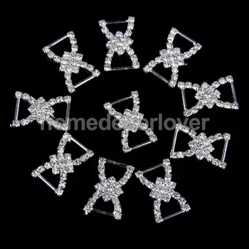 10vnt Kristalų Diamante Double D Bowknot Sagtys Juostelės Slankiklį Vestuvių Tiekimo