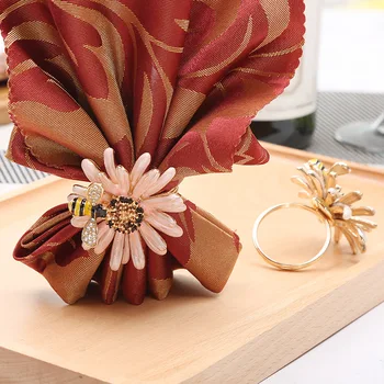 10vnt Kūrybos bičių gėlių vystymo sagtis Vakarų stiliaus cinko lydinys servetėlių žiedas aukštos klasės restoranas apdailos audinio žiedas