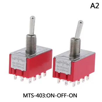 10VNT MINI MTS-403 4PDT 12PIN ON-OFF-ON Miniatiūriniai perjungimo jungiklis maitinimo jungiklis 6A/125V 2A/250V MTS 403 MTS403