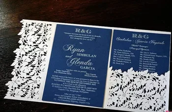 10vnt/ pocketfold dizaino pjovimas Lazeriu lapų Vestuvių kvietimai tris sulankstyti kortelės, Sveikinimo kvietimų šalies prekių