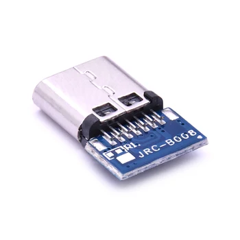10vnt USB 2.0 Type C Jungtis 14 Pin Female Lizdas talpykla Per Skyles PCB 180 Vertikalus Skydas USB-C