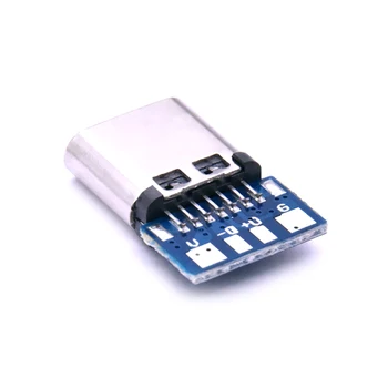10vnt USB 2.0 Type C Jungtis 14 Pin Female Lizdas talpykla Per Skyles PCB 180 Vertikalus Skydas USB-C