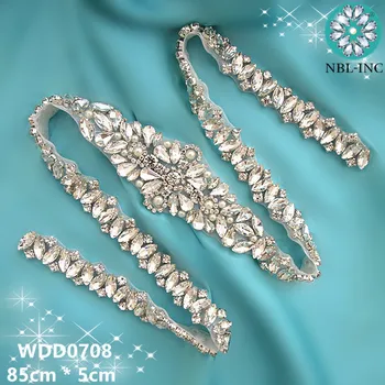 (10VNT) Vestuvių kalnų krištolas appliques geležies varčios diržo sidabro rožių aukso spalvos vestuvinių suknelių WDD0708