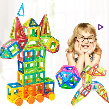 110pcs Mini Magnetinio Statybos Žaislai Modelio Blokai Plastikinių Magnetinių Dizaineris Plytos Vaikų Švietimo Žaislai