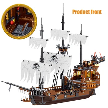 1171pcs Karibų jūros Piratai Valtis Modelio Blokai Filmus Piratų Laivas Duomenys Plytų Švietimo Žaislai Berniukams