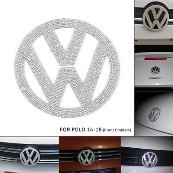 117mm Diamond Bling kalnų krištolas Priekyje Logotipas Ženklelis Dangtelio Lipdukas Dekoras VW Volkswagen Polo-2018 m.
