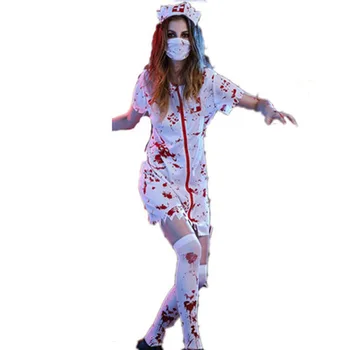 11colors Moterų Derliaus Gotikos Skeletas Cosplay Kostiumai Helovinas Baisu Ilga Suknelė Zombie Nuotakos Lolita Amerikos Suknelė Jumpsuit